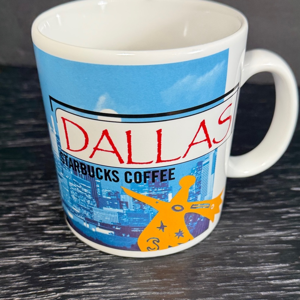 Starbucks Dallas Coffee Mug 1999 Vibrant Blue And Orange Collectors